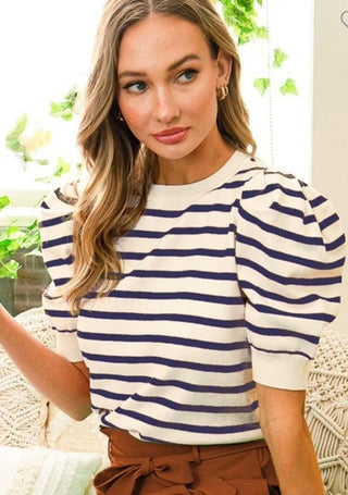 In The Navy Stripe Sweater Top