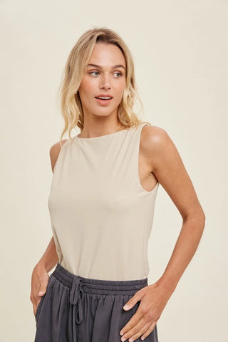 Taupe Boatneck Top
