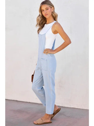Chambray Adjustable Straps Jumpsuit