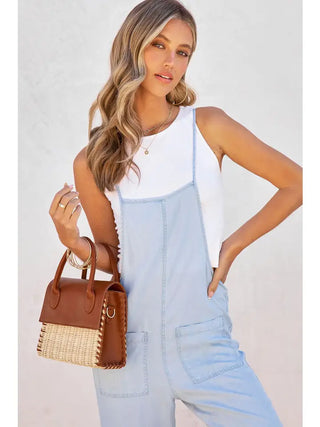 Chambray Adjustable Straps Jumpsuit