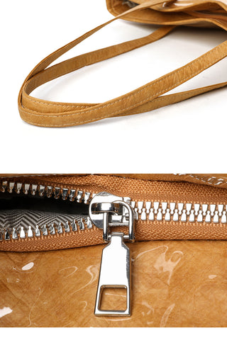 Camel Retro Letter Print Waterproof PVC Tote Bag