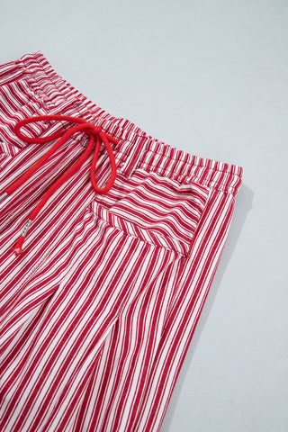 Black Stripe Drawstring Casual Loose Pants