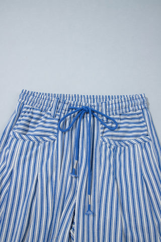 Black Stripe Drawstring Casual Loose Pants