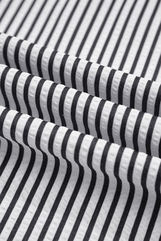 Black Stripe Plus Size Tie Waist Loose Pants