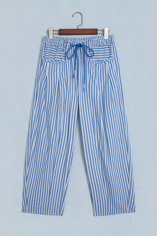 Black Stripe Drawstring Casual Loose Pants