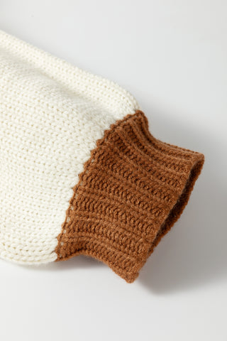 Apricot Contrast Trim V-Neck Tie Front Loose Sweater Cardigan