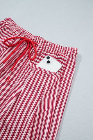 Black Stripe Drawstring Casual Loose Pants