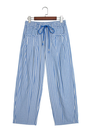 Black Stripe Drawstring Casual Loose Pants