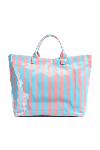Color black Glossy Striped Vinyl Large Tote Bag (Color Varied)