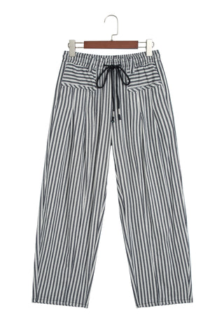Black Stripe Drawstring Casual Loose Pants