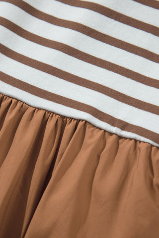 Chestnut Striped Colorblock Patchwork Sleeveless Casual Long Dress