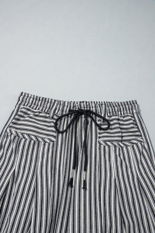 Black Stripe Drawstring Casual Loose Pants