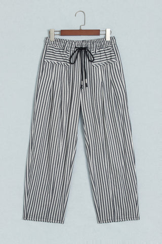 Black Stripe Drawstring Casual Loose Pants