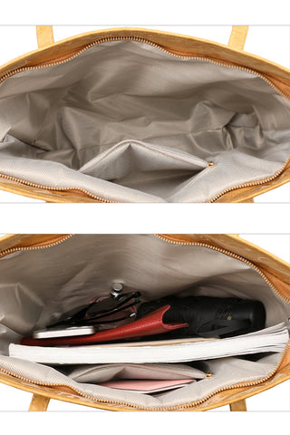 Camel Retro Letter Print Waterproof PVC Tote Bag