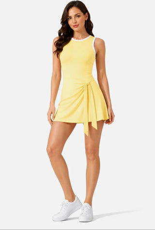 Varsity Tie Dress in Lemon