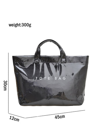 Color black Checkered Glossy PU Leather Tote Bag