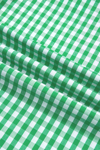 Bright Green Summer Color-Blocked Plaid Pattern Midi Dress