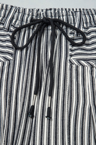 Black Stripe Drawstring Casual Loose Pants