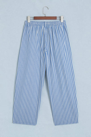 Black Stripe Drawstring Casual Loose Pants
