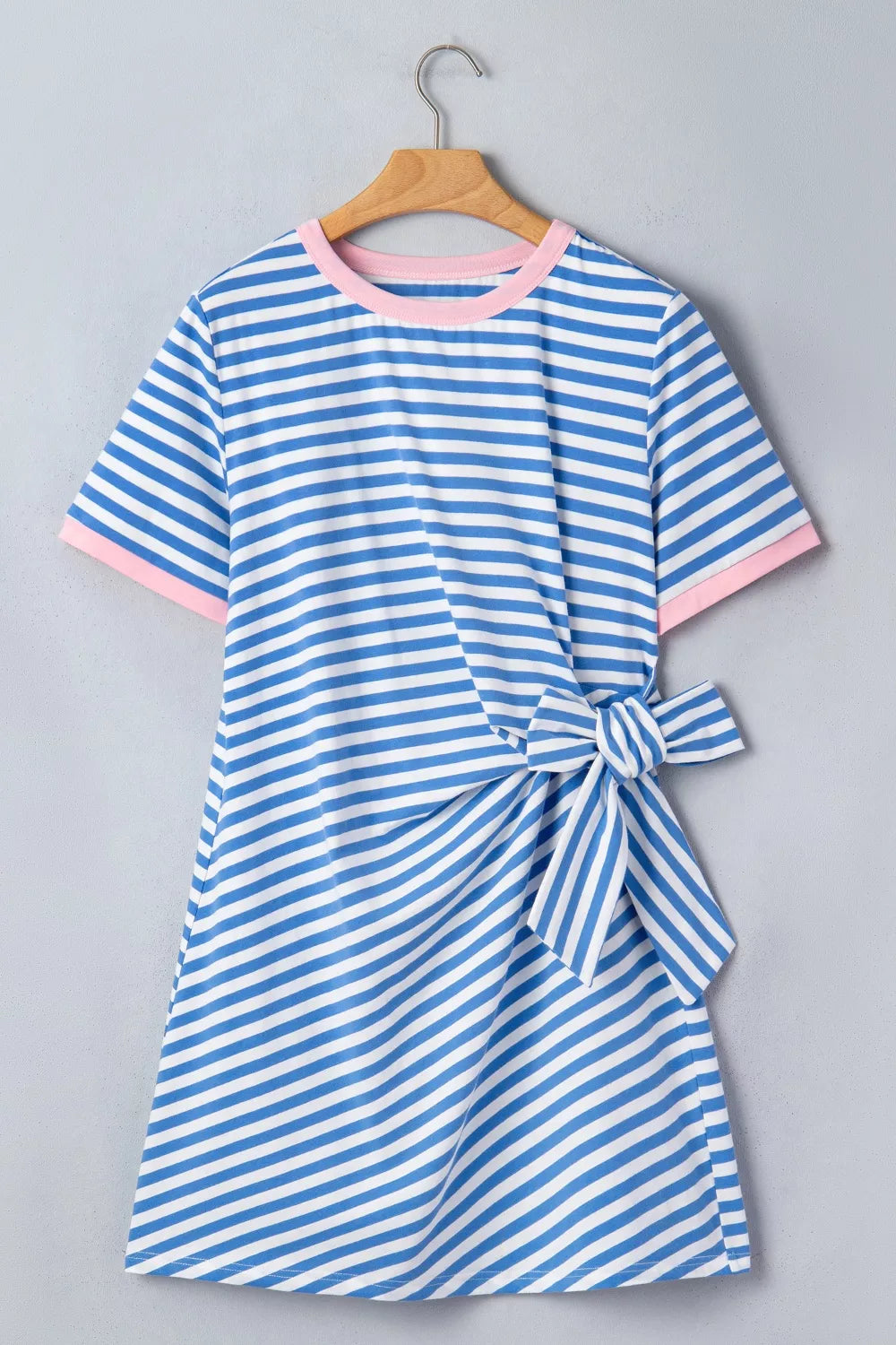 nautical t shirt dress Wholesale Nautical Tie Stripe Round Neck T Shirt Mini Dress for your store
