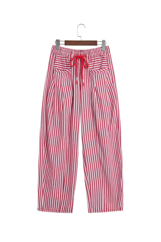 Black Stripe Drawstring Casual Loose Pants
