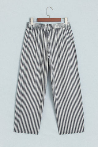 Black Stripe Drawstring Casual Loose Pants