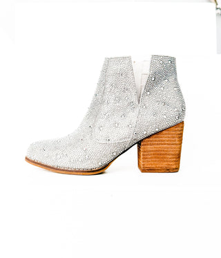 Shine Star Rhinestone Bootie in Silver